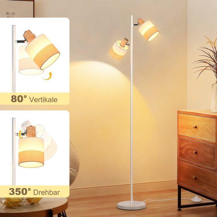 Lampadaire - NETTLIFE - Nettlife - 2 douilles E14 - Interrupteur au pied - Blanc métal