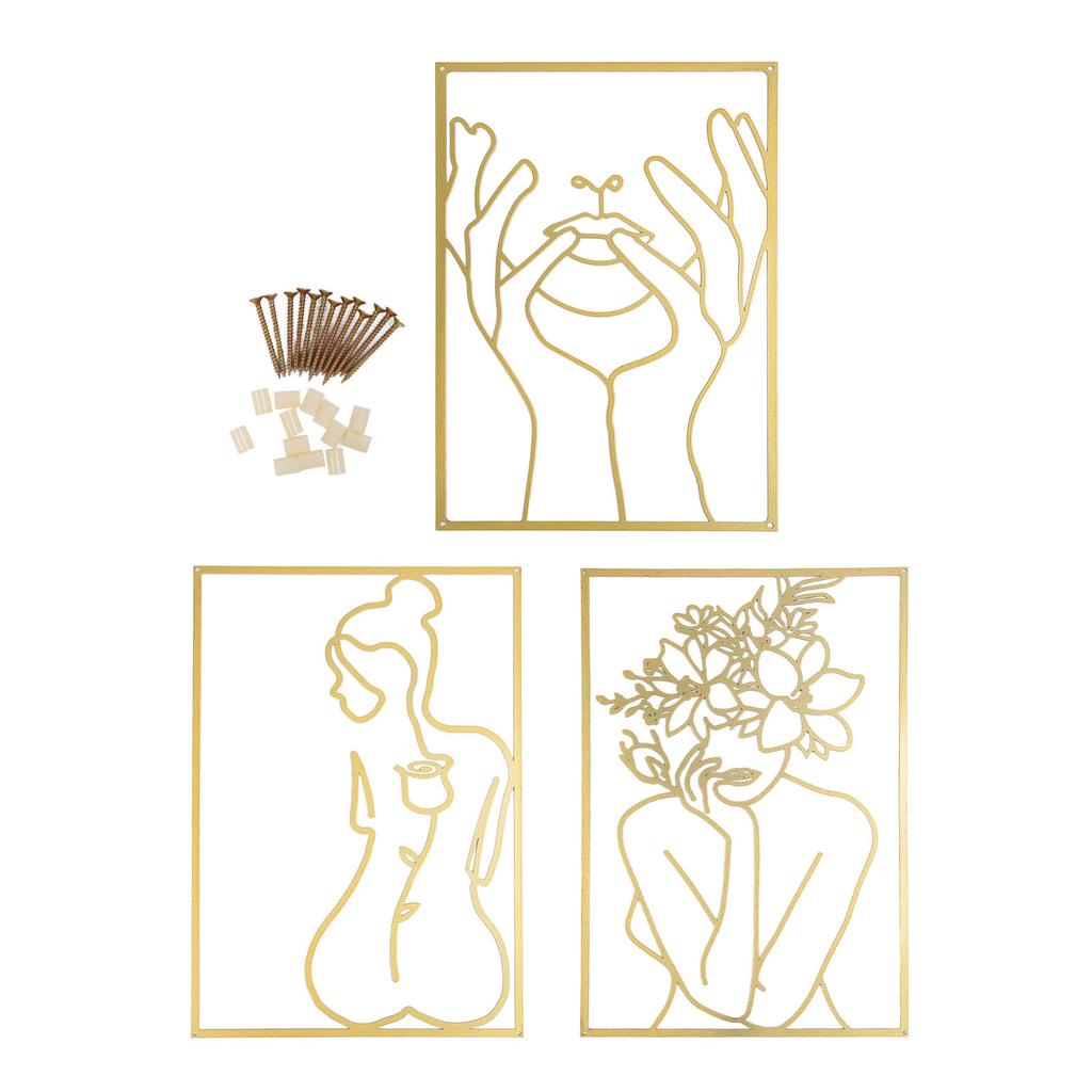 Single Line Art Wall Decor Iron Minimalist Female Line Drawing Home Hanging Wall Decor for Bedroom