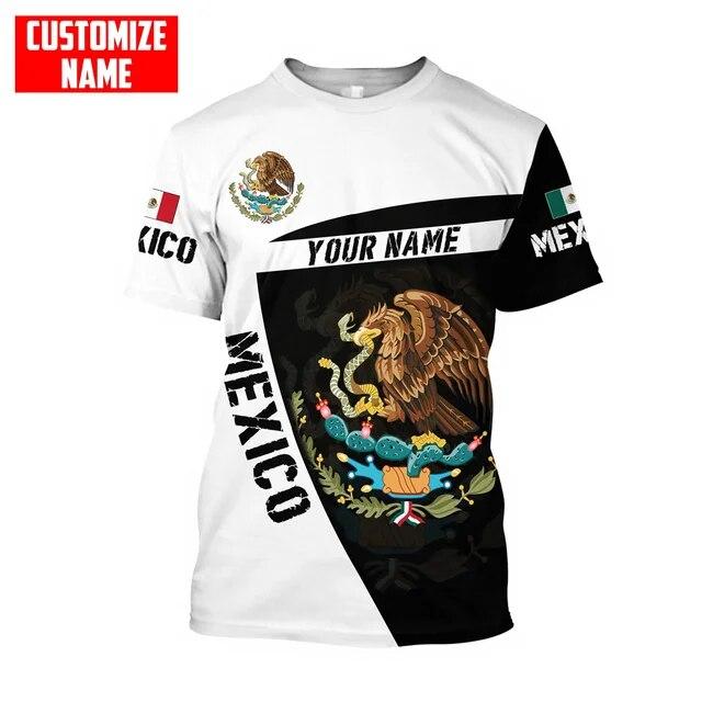 Mexico Eagle Mønster T-skjorte for menn Mote 3D-utskrift T-skjorter Hip Hop Harajuku Kortermet Oversized T-skjorte Uformelle topper med o-hals