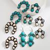 Creative New Ethnic-style Earrings Featuring Retro Greenstone and Geometric Pendants for Women