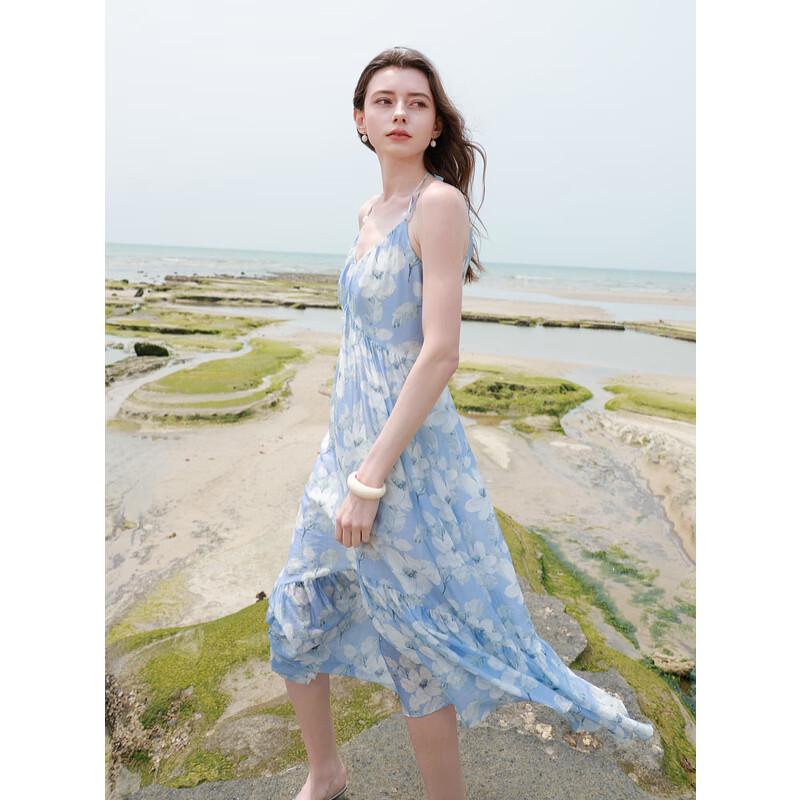Sancai 2025 Summer Floral Lyocell A-Line Cami Maxi Dress S