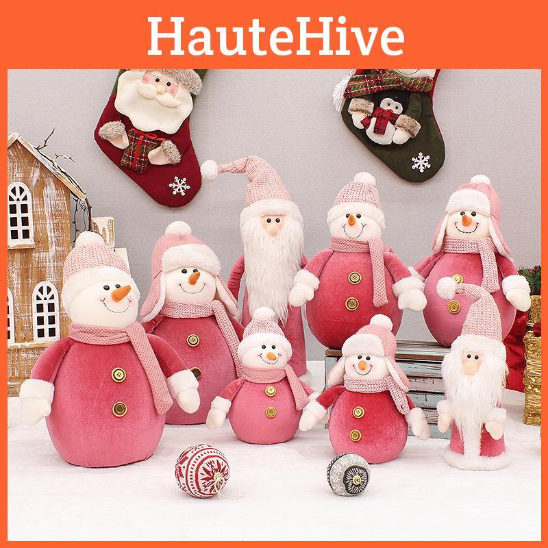 Weihnachten Neuankömmling Rosa Strickmütze Schneemann Plüschtier Dekoration