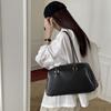 Women’s Structured Shoulder Handbag – Smooth Faux Leather, From Korea