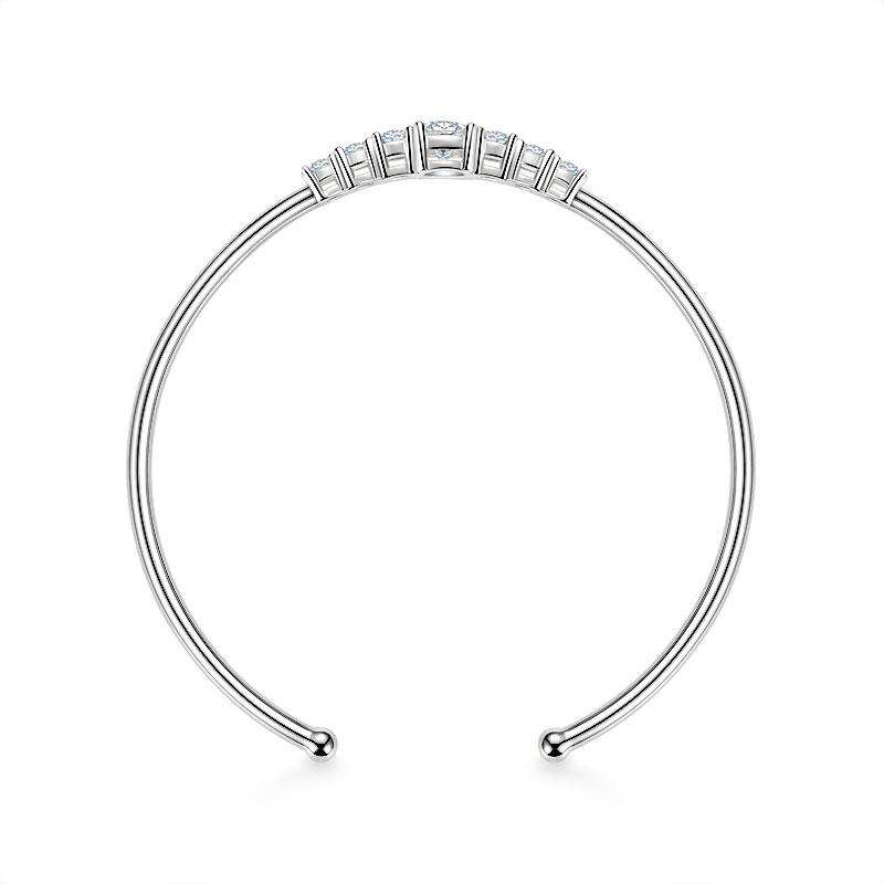 IOGOU Otevírací náramek Cuff 6,5 mm 1 ct Moissanit barvy D pro ženy 925 Sterlingové stříbro Certifikovaný jemný šperk Valentýnský dárek