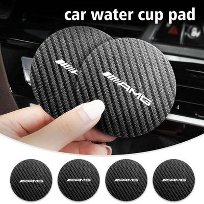 Carbon Fiber Car Coaster Water Cup Mat Drink Anti-slip Pad For Mercedes Benz AMG C180 C300 W124 W176 W177 C200 C260 GLC CLE CLA PV1