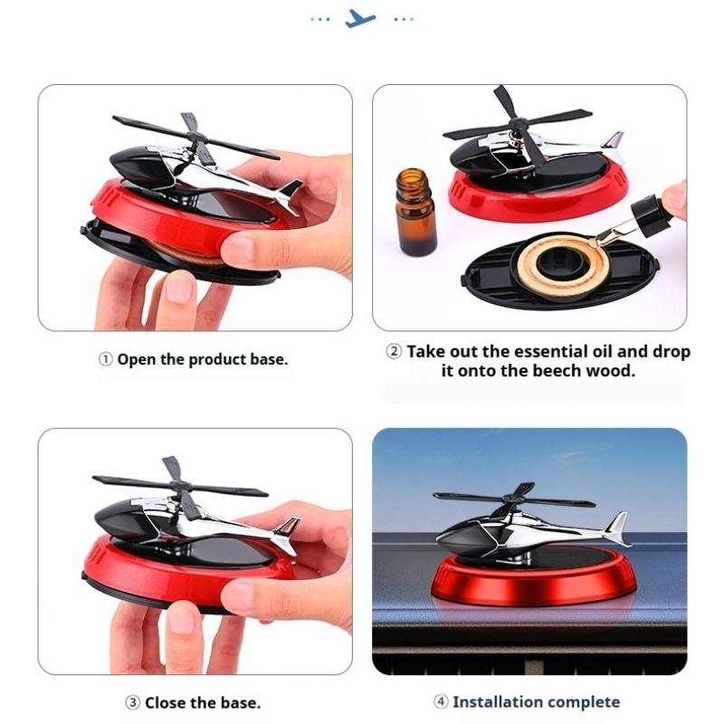 Car Solar Powered Rotating Aircraft Perfume Automatic Rotating Air Purifier Propeller Rotary Perfume Diffuser Car Ornament