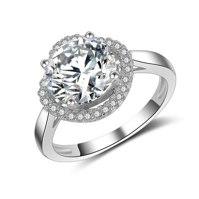 D Color Moissanite Ring 3ct Female Ring Platinum Plated Wedding Ring Sterling Silver Engagement Diamond Ring Wedding Ring Gift for Girlfriend