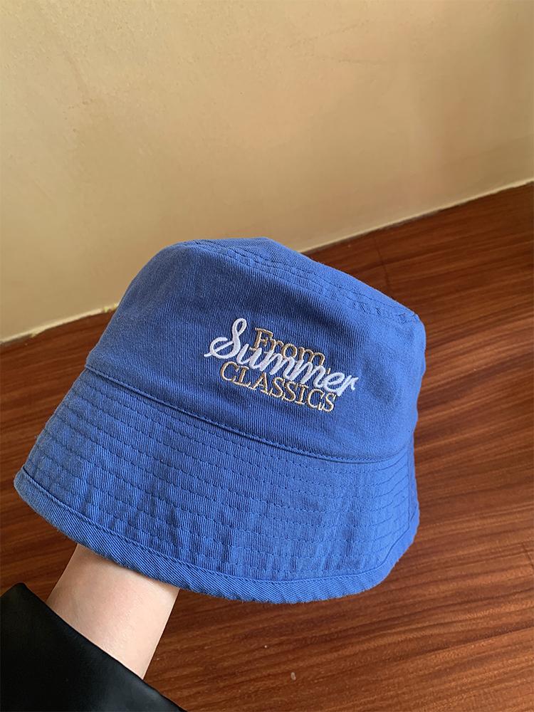 Bucket hat new spring and summer solid color letter basin hat versatile bucket hat sunscreen visor hat