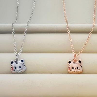 Youthful Cute Little Tiger Zodiac Pendant Necklace for Good Fortune