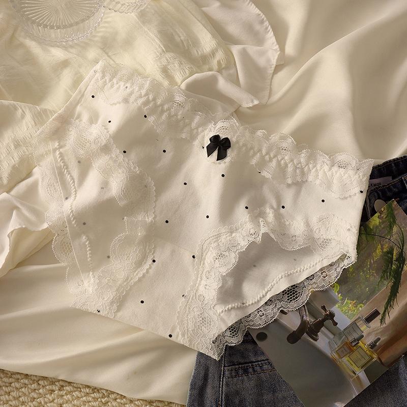 Damen Frühlings- und Herbst-Spitzen-Baumwolle 10A Antibakteriell Hautfreundlich Atmungsaktiv Mittelbund Slip