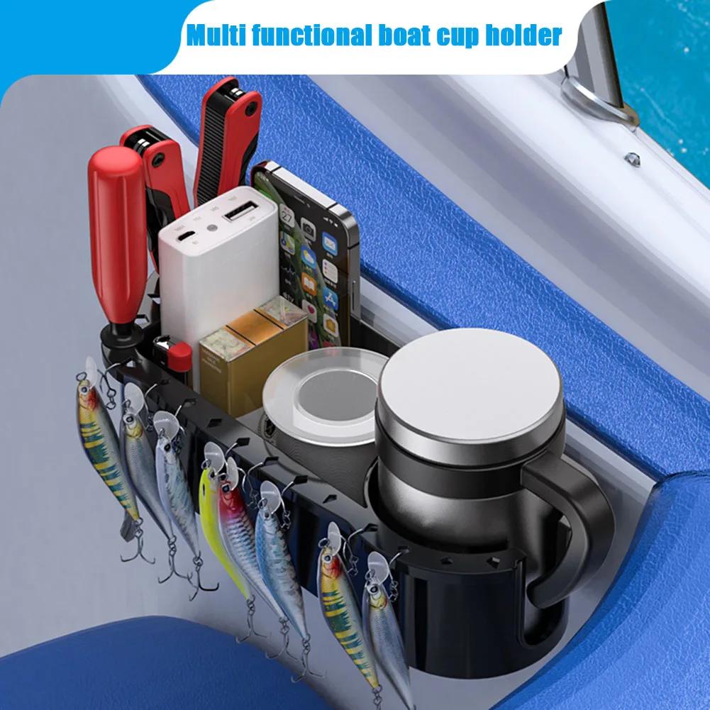 Marine Storage Caddy Organizer Boat Cup Holder Multifunctional Boat Storage Organizer Universal Marine Tools Storage Tray nero
