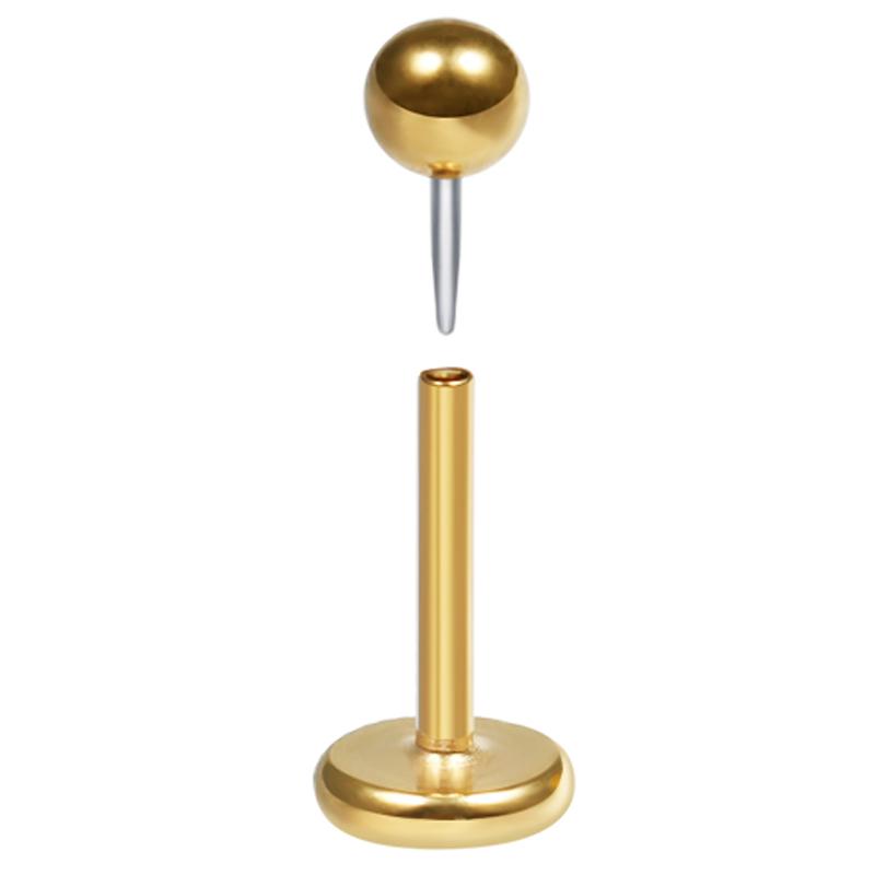 2Pcs 20G /18G G23 Titanium Push-in Nose Ring Labret Ring Lip Piercing Jewelry 18K Gold Plated Cartilage Earrings 20G 0.8mm