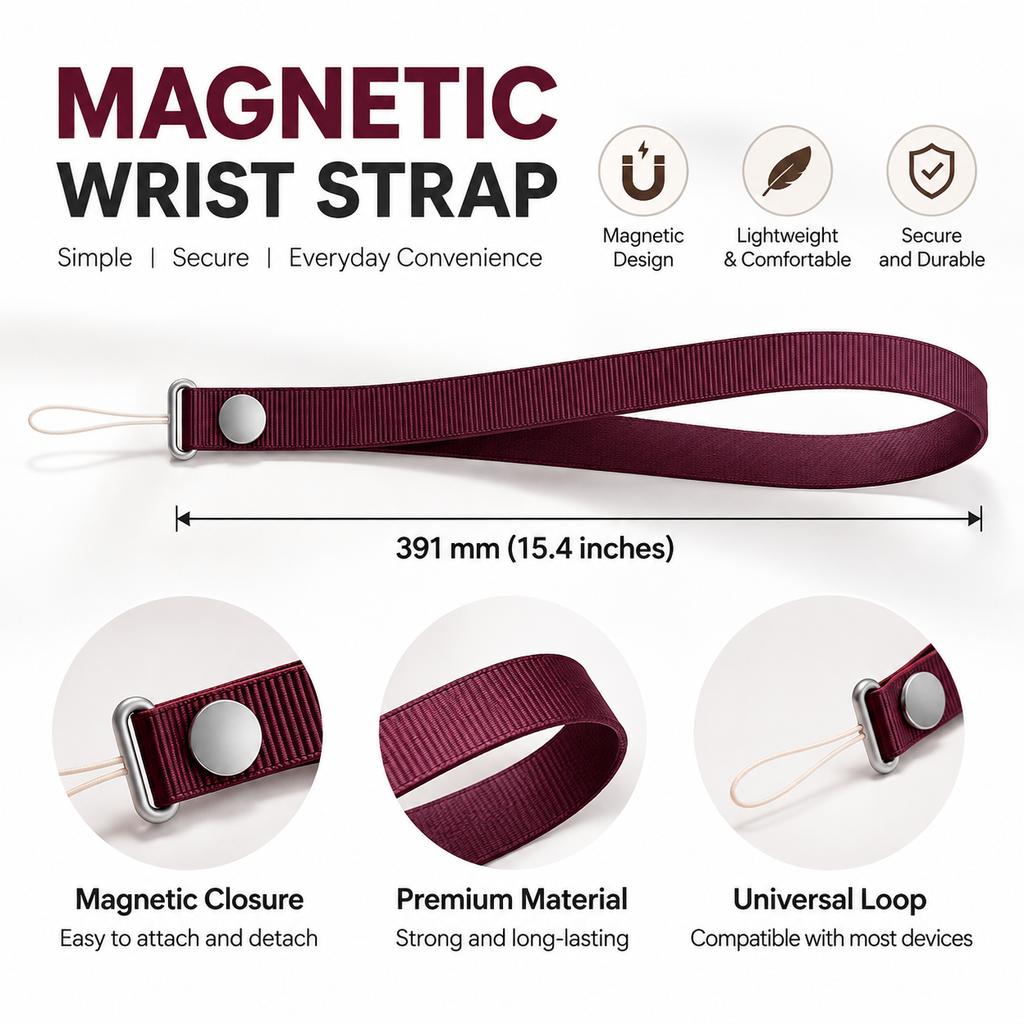 Fashion Official High End Magnetic Phone Wristband+Connector, Durable Braided Wire for IPhone 18 17 16 Samsung Universal Phone Lanyard