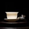 White porcelain suet jade three talent cover bowl single tea bowl household kung fu tea set ceramic tea bowl set