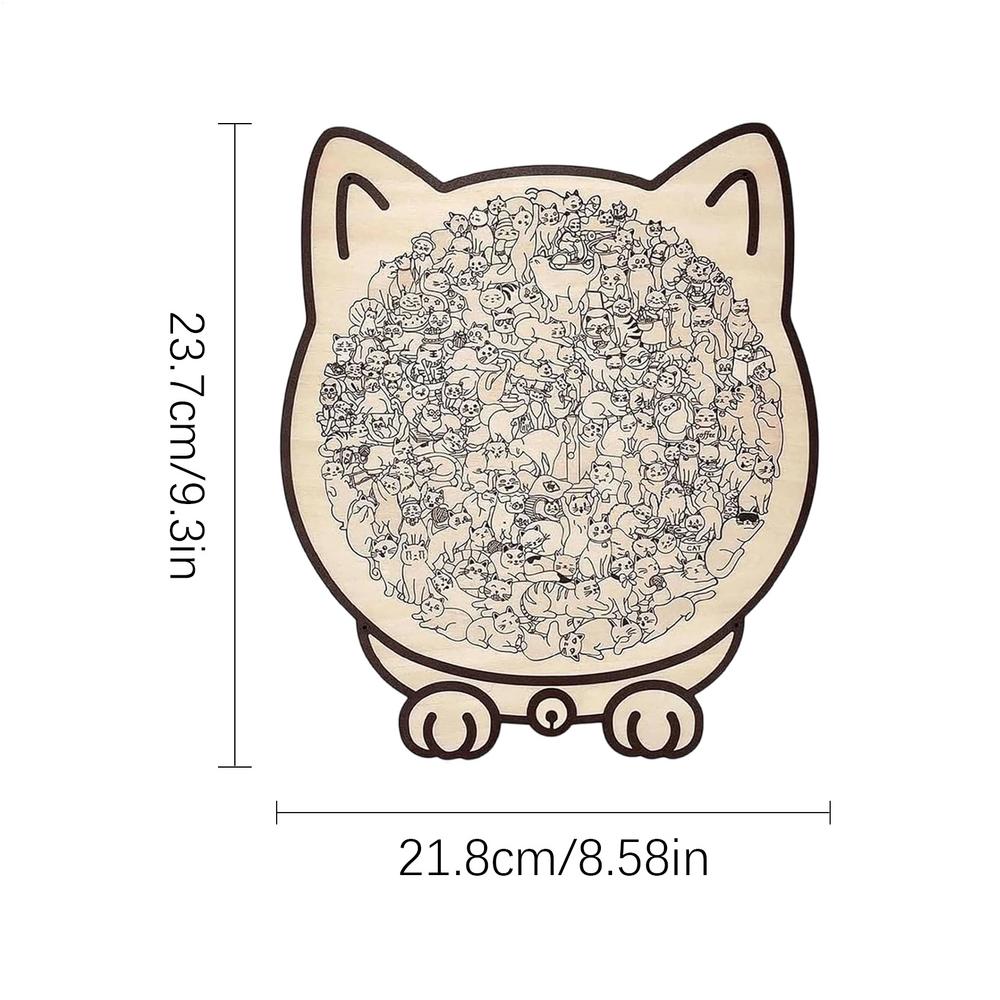 135-Piece MorandiColored Cat Shaped Wooden Cat-theme Jigsaw Puzzle Wood Challenging Jigsaw Puzzles Christmas Gifts