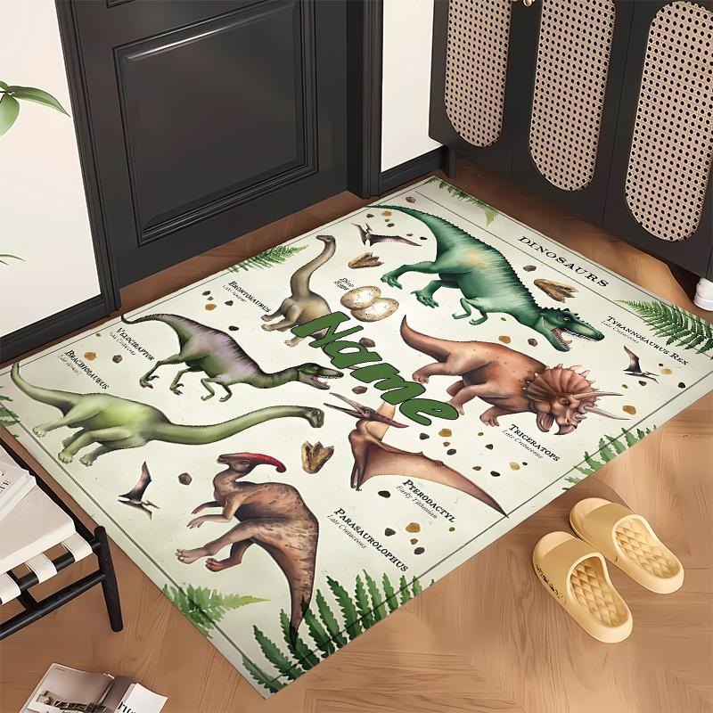Świat dinozaurów (1) Personalizowany dywanik biurowy z imieniem Stylowa dekoracja do salonu, sypialni, kuchni