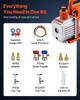 115 L/min AC Vacuum Pump and Gauge Set, Single Stage, Rotary Vane HVAC Air Vacuum Pump, A/C Refrigerant Manifold Gauge Kit, with Leak Detector, Carry
