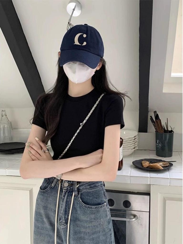Women's 2026 Spring/Summer Loose Fit Pure Cotton Short Sleeve Round Neck T-shirt