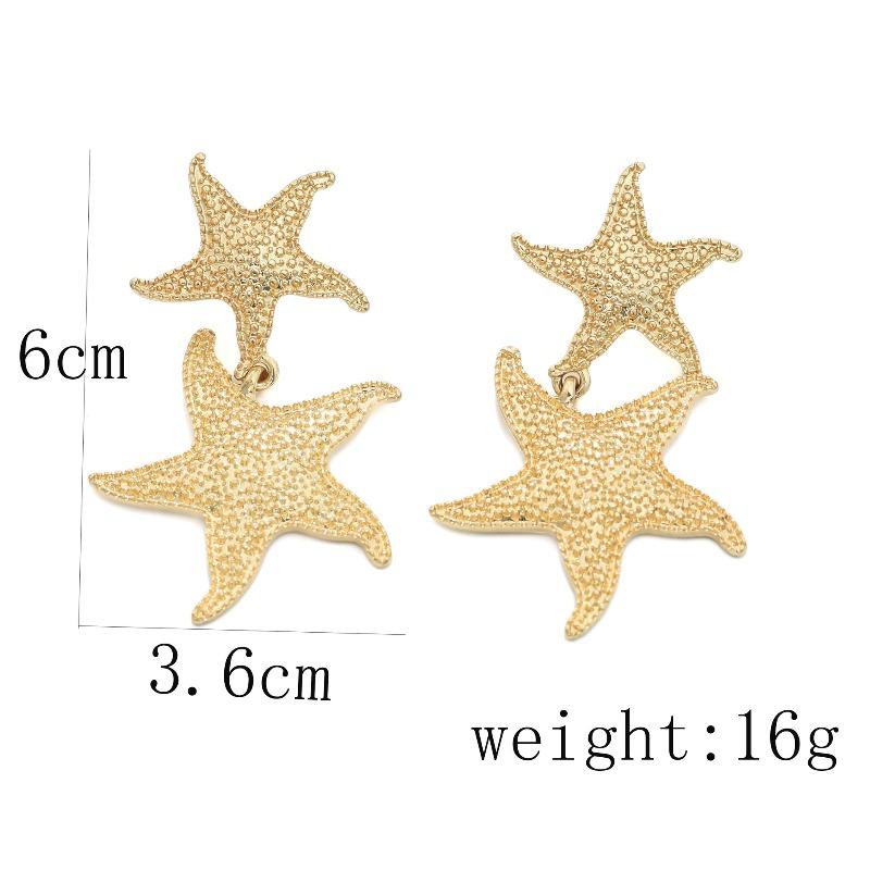 Bohemia Punk Metal Starfish Stud Earrings For Women Gold Color Sea Star Geometric Earrings Summer Beach Jewelry