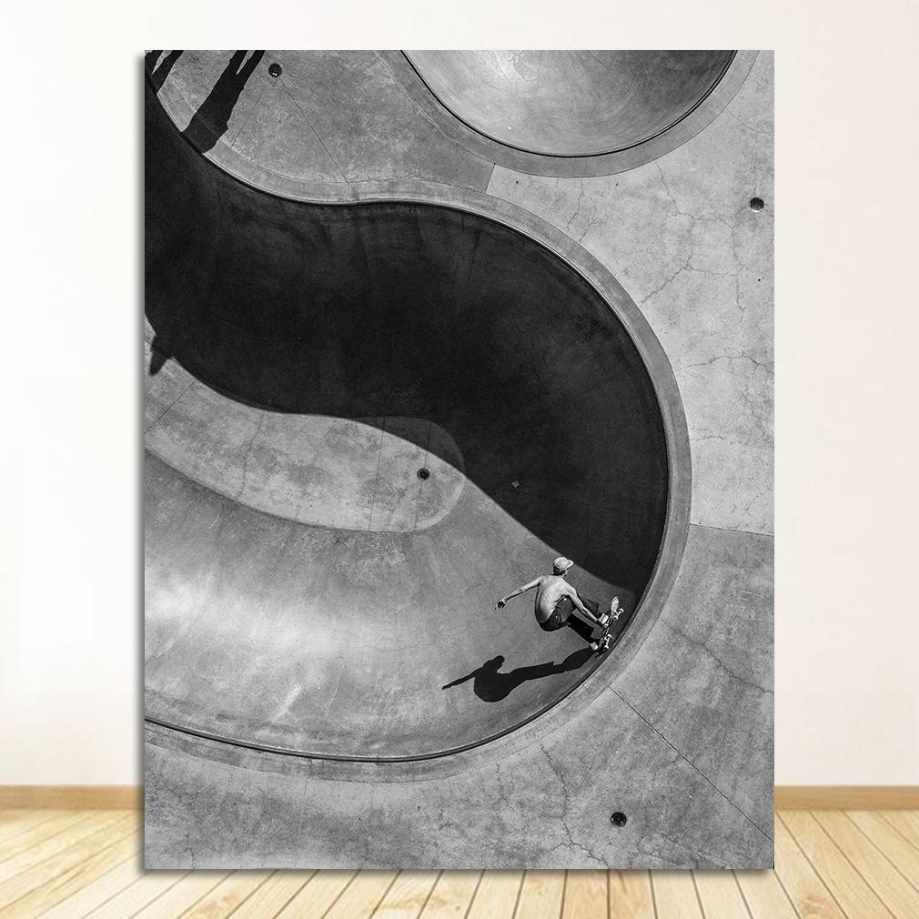 Poster Prints Venice Skatebowl Picture Skateboarding Sports Wall Art Canvas Painting Decor Skatepark Black White Photo