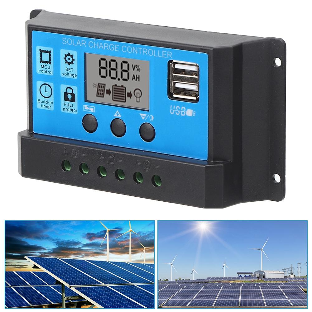 Solar Charge Controller LCD Dual USB PWM Cell Panel Regulator with Load Automatic Identification