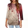 Women's T Shirt Halloween Print 3/4 Sleeve Daily Fashion Basic Round Neck Regular Top