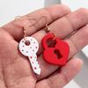 New Valentine's Day Sweet Acrylic Earring for Women Girls Creative Lock Key Heart Drop Earrings 2026 Fashion Jewelry Gifts