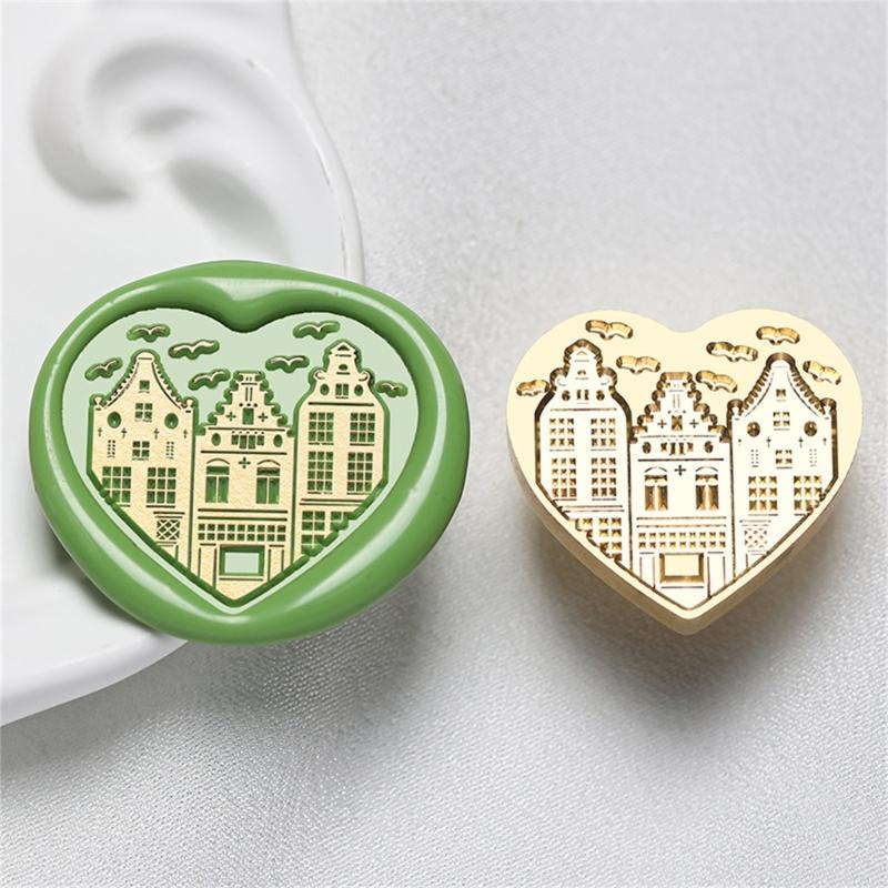 Heart Series Sealing Wax Stamp Head Heart Shaped Wax Seal Stamp for Envelopes Wedding Invitation Decorations Brass