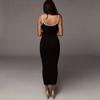 Women's summer new women's clothing contrasting color suspender sexy halter hip wrap slim fashion dress