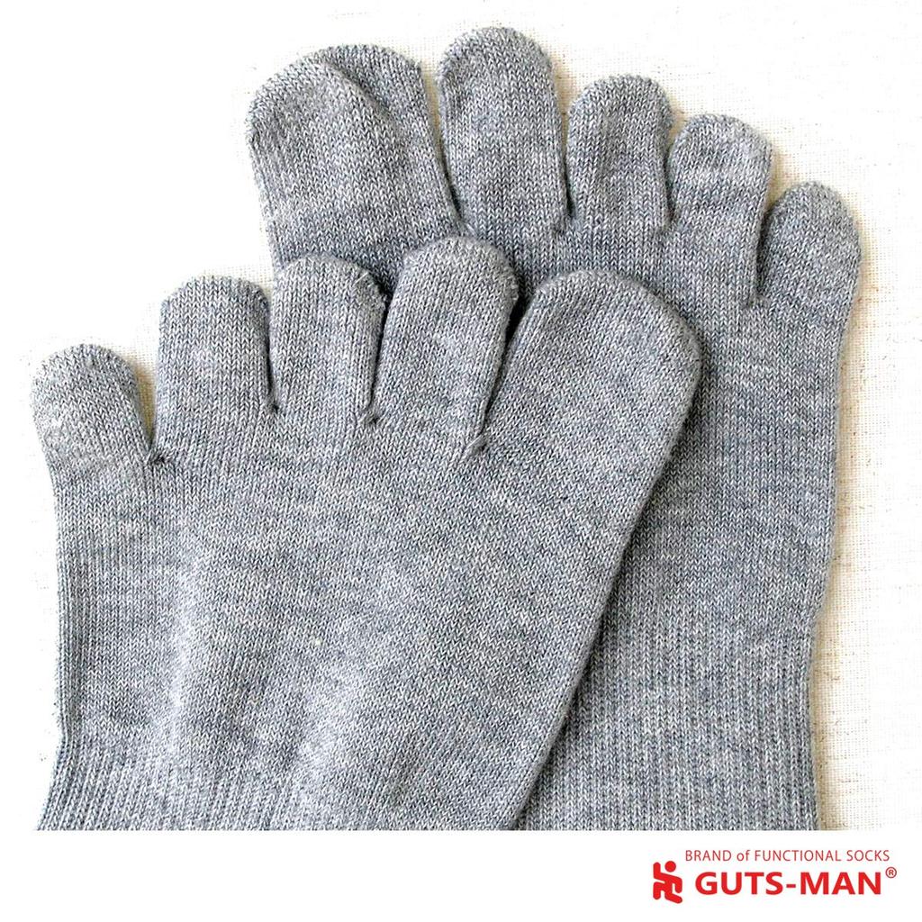 Gutsman Thinnest Organic for the Forces Five-Toe Socks, Cotton, Deodorizing, Self-Defense (Sweat Gray, XS, 21-23cm)