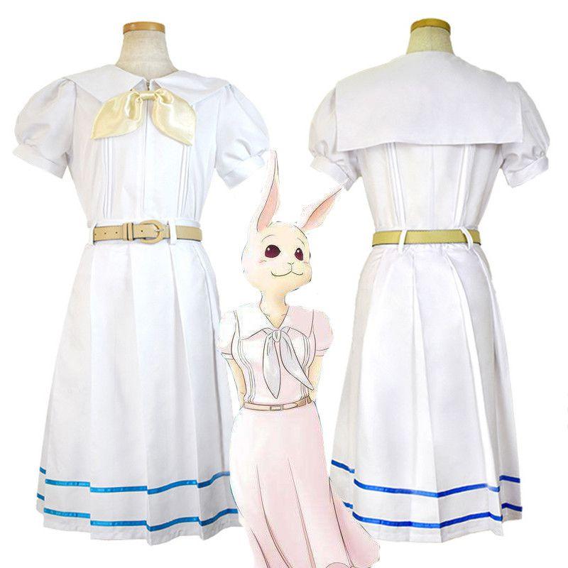 Anime Beastars Haru Cosplay Costume White Rabbit Fancy School Uniform Wig Suit