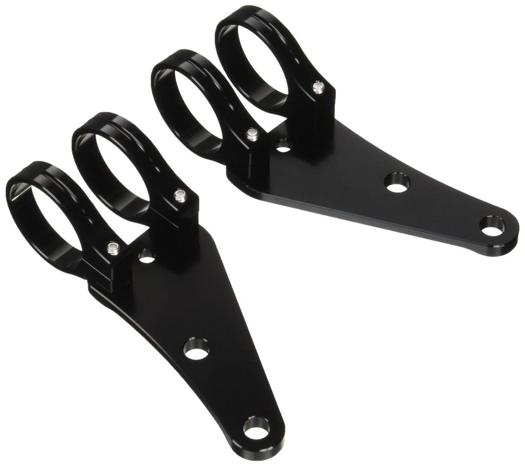 POSH 030048-06 Motorcycle Supplies Machine Long Headlight Stay, 2 Circle Clamp Type, Fork Diameter 1.6 Inches (41 Mm), Black