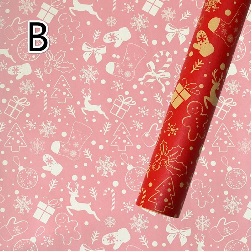 73*51cm New Christmas Gift Wrapping Paper European Style Retro Kraft Gift Paper Snowflake Christmas Tree