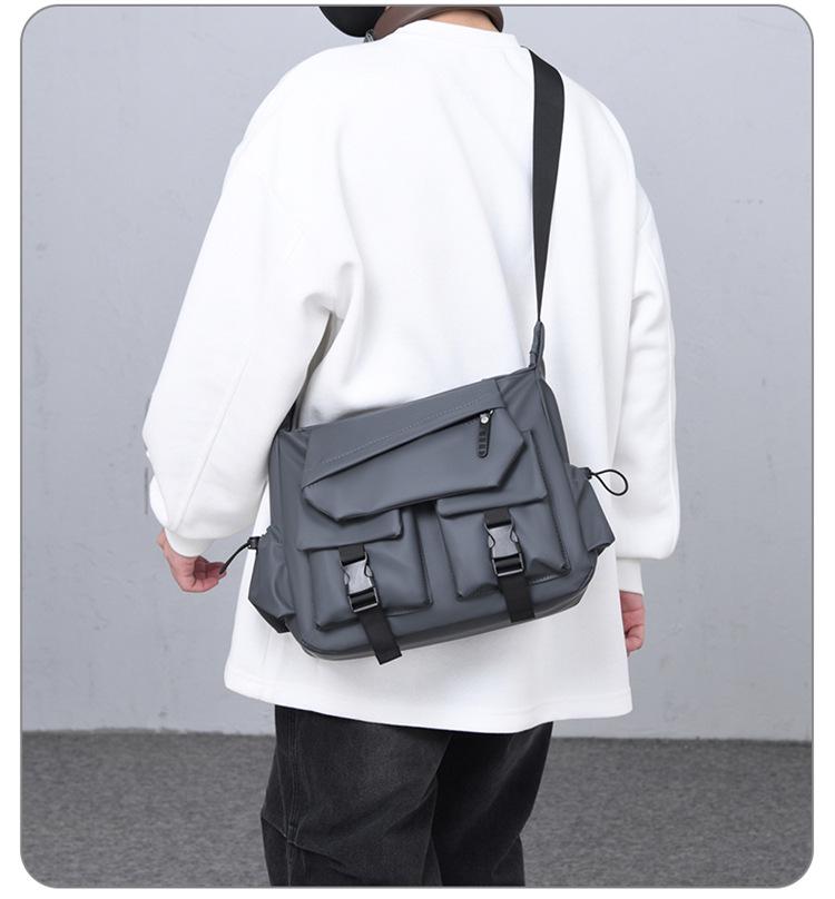 Trendige vielseitige Herren-Umhängetasche: Lederstruktur, Workwear-Stil, Großes Fassungsvermögen