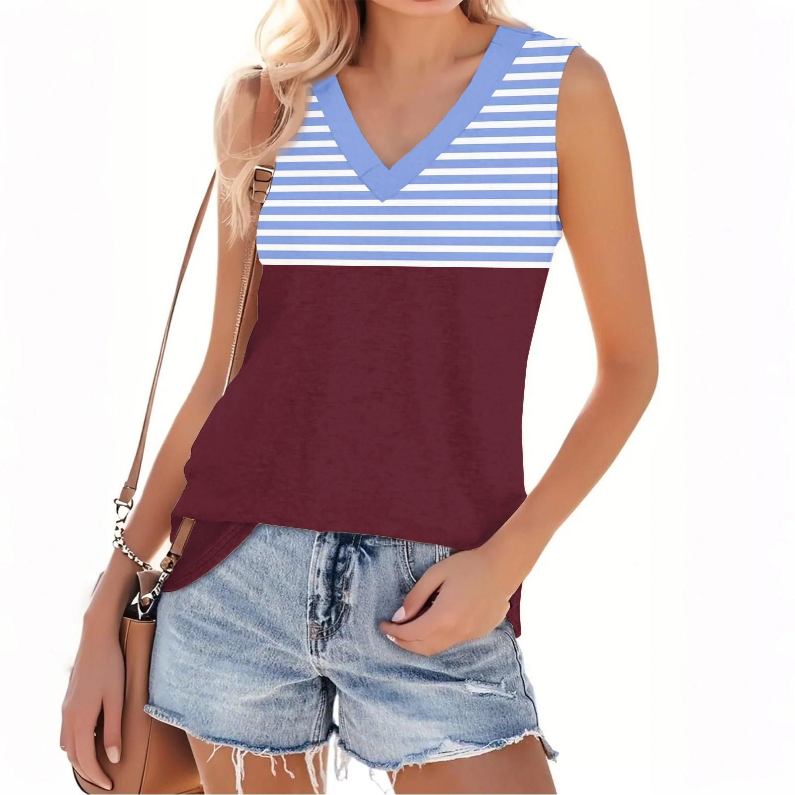 

Женская мода повседневный повседневный универсальный полосатый фактурный облегающий летний жилет-топ XXL