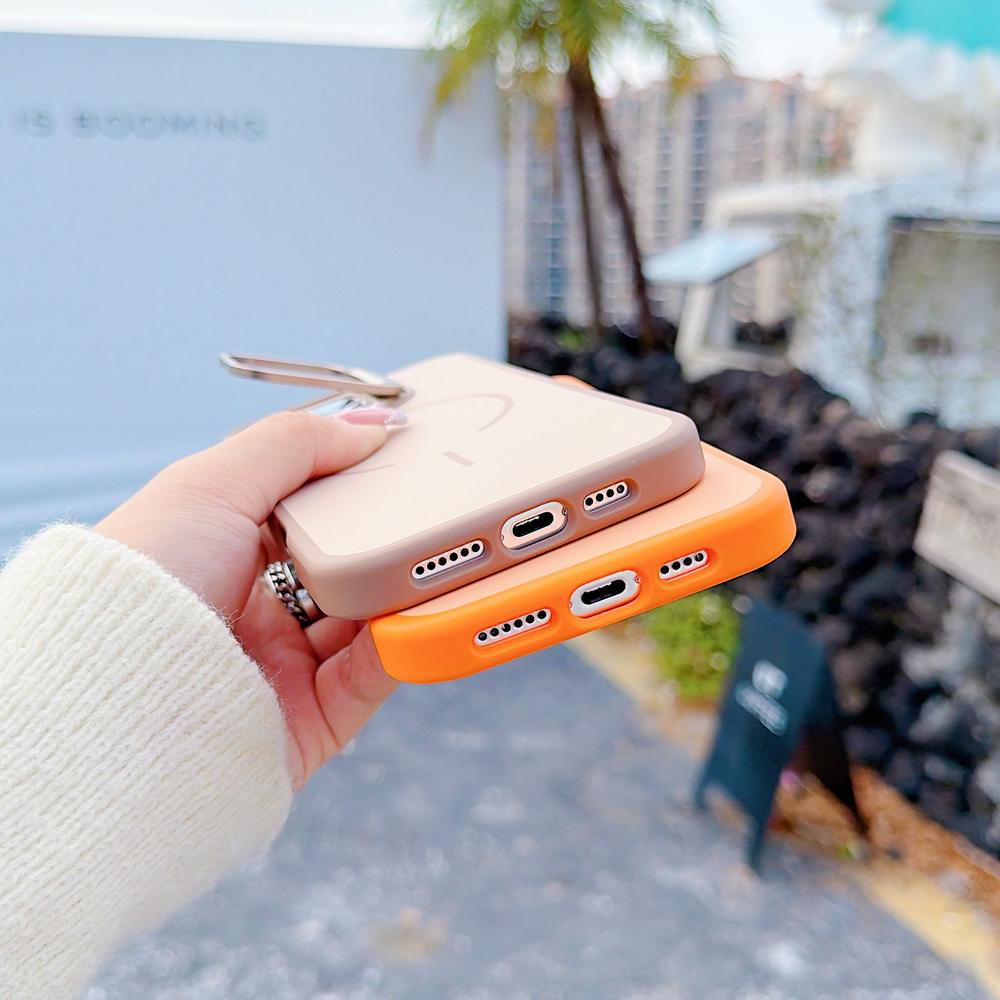 KEYSION Matte Skin Feel Lens Stand Phone Case for Magsafe for iPhone 16 Pro Max 16 Plus Magnetic Wireless Charging Shockproof Cover