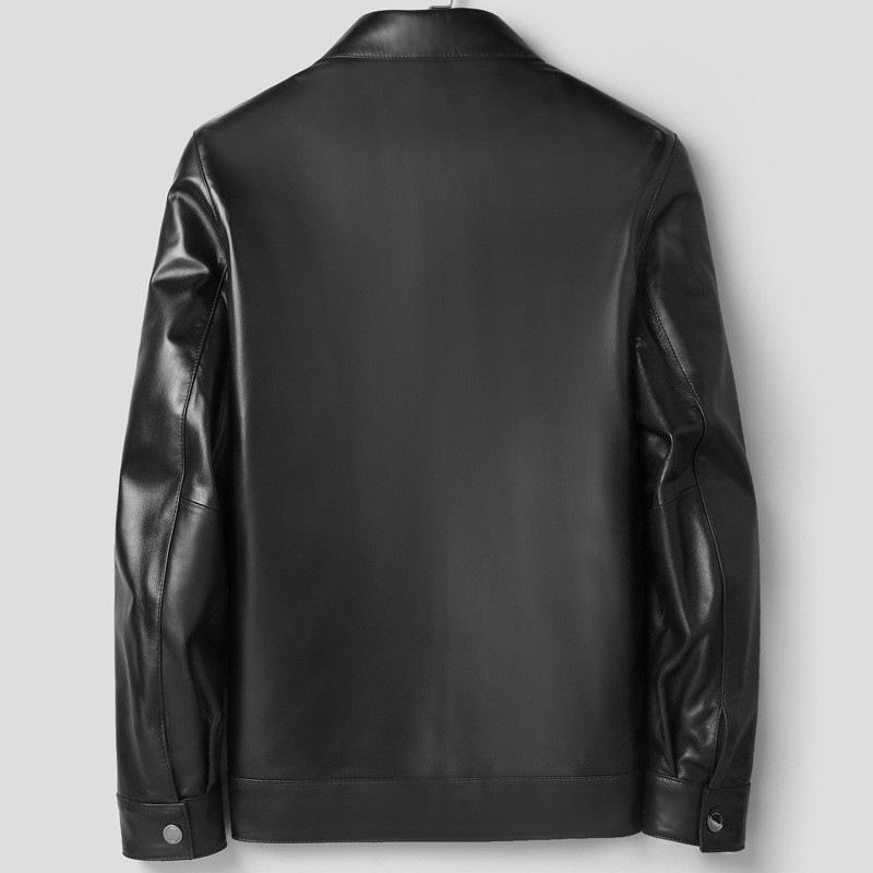 Sheepskin Genuine Leather Jacket Men's Lapel Short Middle-aged and Elderly Spring and Autumn Dad Wear Business Jacket
