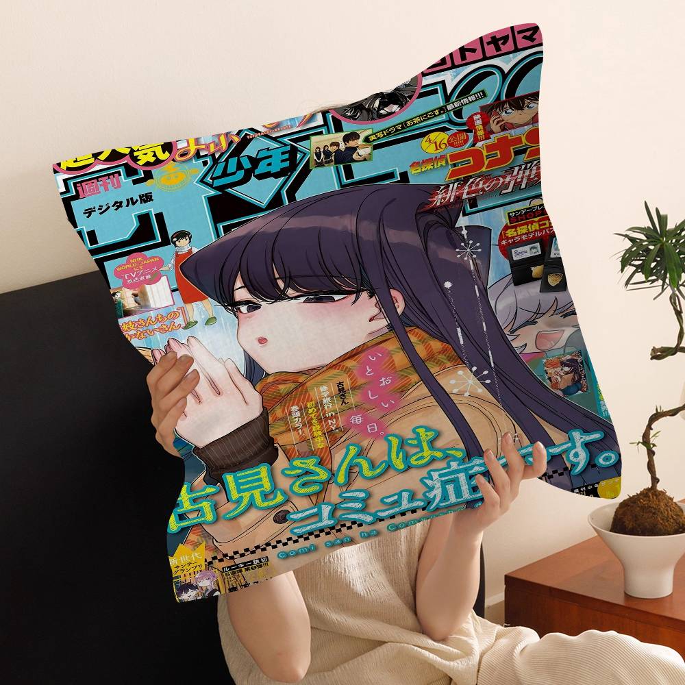 Anime Komi San Wa Komyushou Desu Pillow Cushion Cover Pillowcase Living Room Sofa Home Decor