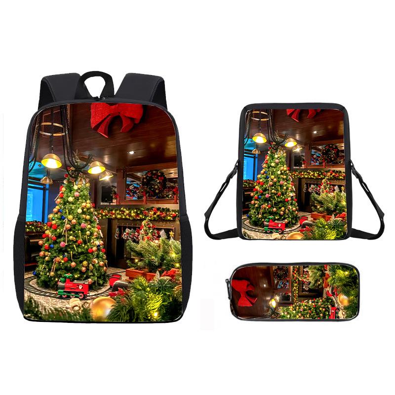 Christmas ChristmasDay Student School Bag Backpack Satchel Bag Pencil Case D Storage Christmas