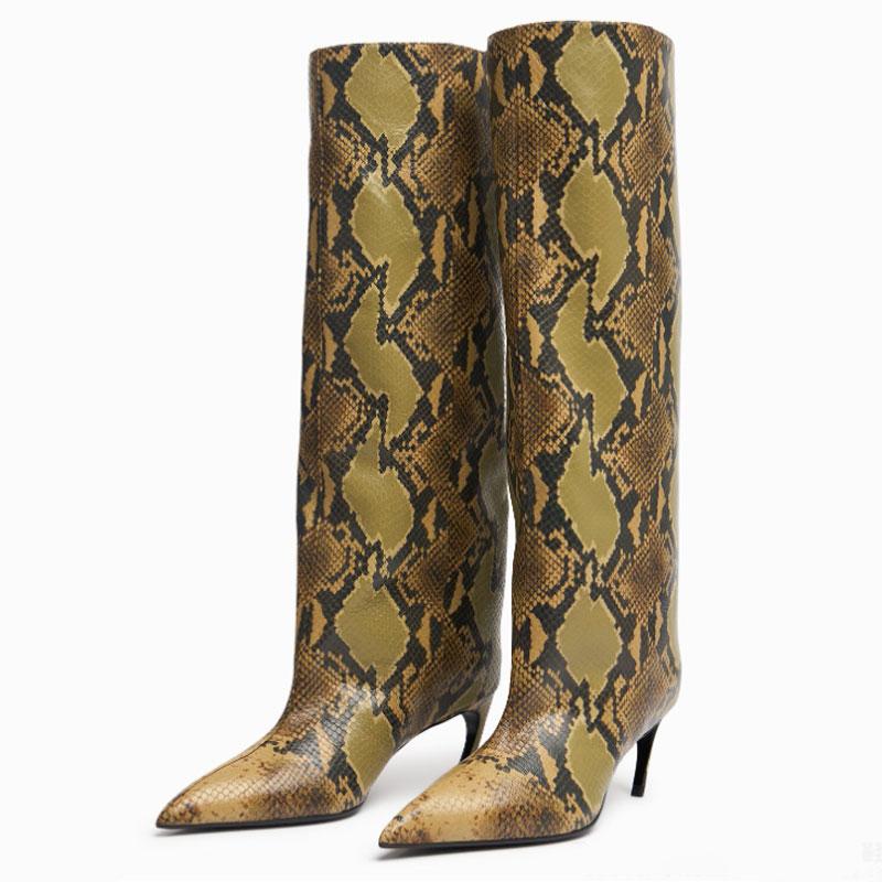 Fashion 8 cm Heel Boots Sharp Pointed Straight Tube Beautiful Alien Heels Knee High Trouser Boots Fashion Sexy Women Shoes Women Boots