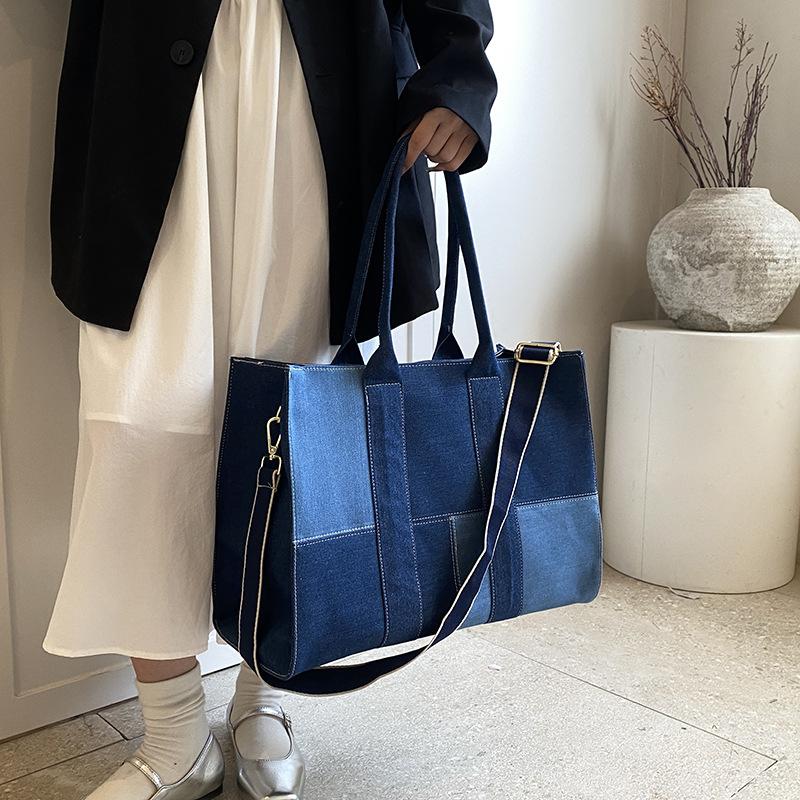 Large Capacity Denim Bag Women's New Shoulder Bag Commuter Tote Bag
