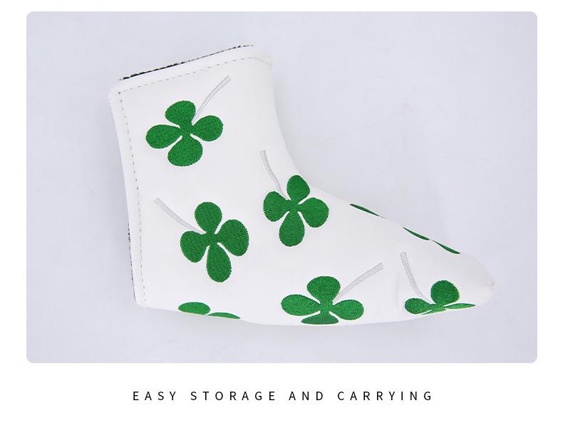Four-Leaf Clover Golf Putter Cover - Thick Plush L-Shaped Club Protector