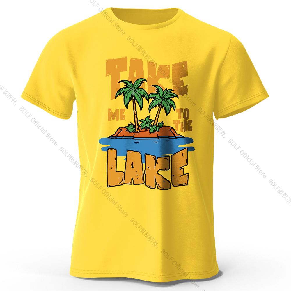 Take Me To The Lake Printed T-Shirt 100% Cotton Oversized Nature Graphic Tees for Men Women Summer Tops Lakeside Streetwear