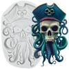 Skull Pirate Silicone Molds Octopus Pirate Fondant Mold Cake Decorating Tools Cupcake Topper Candy Chocolate Gumpaste Mold