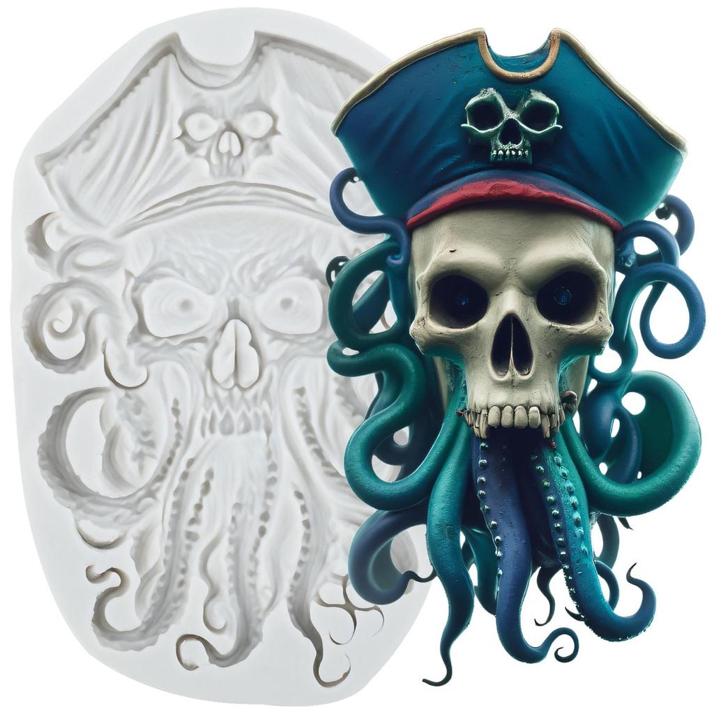Skull Pirate Silicone Molds Octopus Pirate Fondant Mold Cake Decorating Tools Cupcake Topper Candy Chocolate Gumpaste Mold