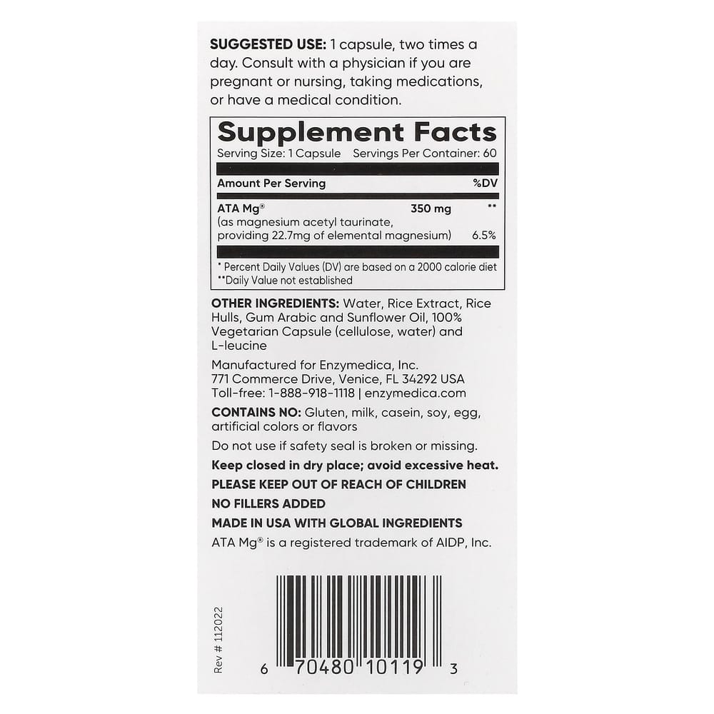 Enzymedica Magnesium Mind Capsules, 60 Count