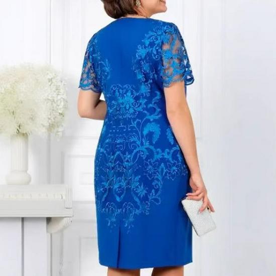Lace Stitching Short Sleeve Two-Piece Evening Dress - Summer Fashion Trend