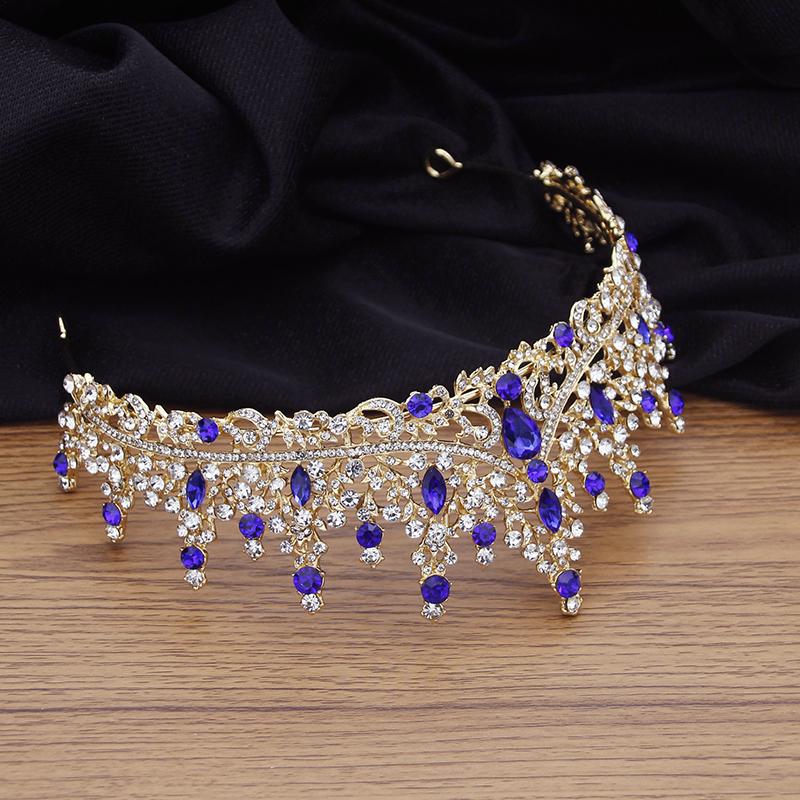 Couronne de Mariage en Cristal de Luxe Reine Royale Concours Serre-têtes Tiaras de Mariée Coiffe Couronne de Mariée Bijoux de Cheveux Accessoires de Tête