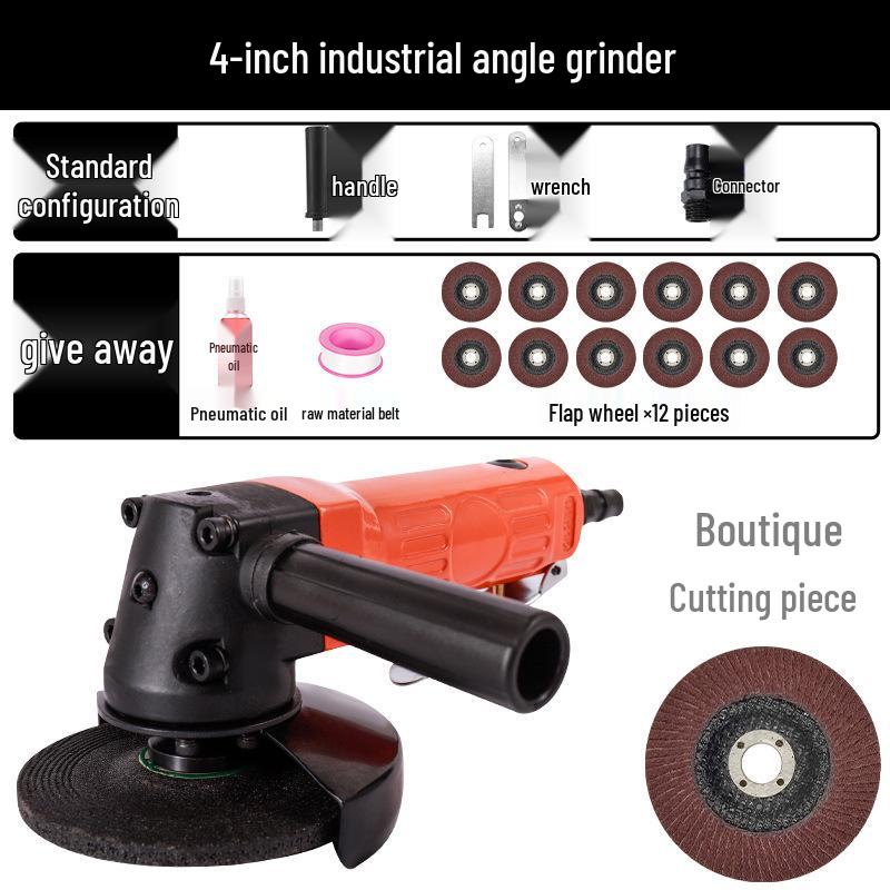 4" Pneumatic Angle Grinder, 5" Industrial-Grade Multipurpose Air-Powered Polisher & Cutter.
