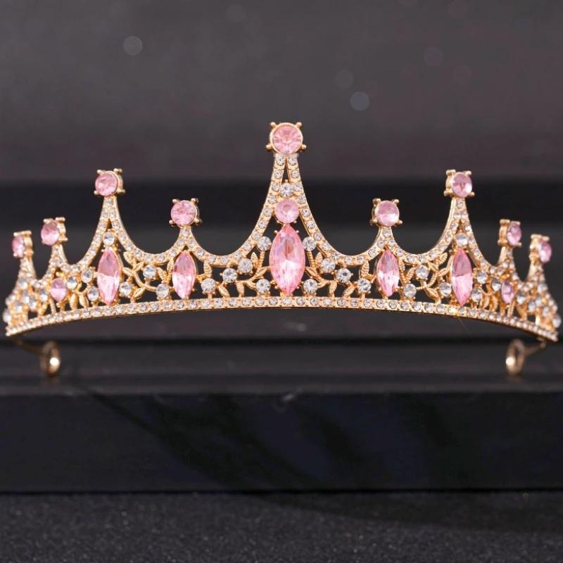 Diademi e Corone in Cristallo Rosa per Donne Sposa Diadema Corona Tiara Rosa Strass Accessori per Capelli da Sposa Gioielli